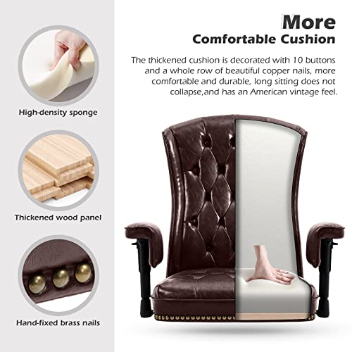 YAMASORO High Back Ergonomic Executive Office Chair with Wheels and Arms, Brown Faux Leather
