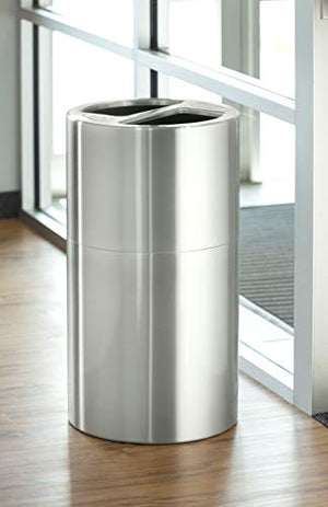 Safco Products 9931SS Dual Bin Waste Recycling Trash Can, Silver