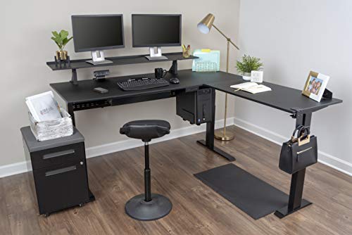 Triple Motor Electric L Shaped Desk/Standing Desk with EZ Assemble Frame | Assembles in Minutes | Extra Weight Capacity (71") (Black) (71" x 71", Black Frame/Black Top)