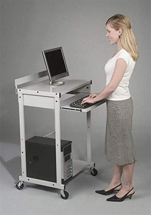 Balt Max Stax Stand Up Workstation Or Dual Printer/Fax Machine Stand, Gray Podwer Coat Finish, 42.5" H x 25.13" W x 20" D (25983)