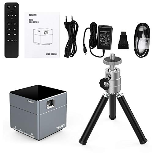 TENKER S6 Mini Cube Pico Projector with Wi-Fi, Smart DLP Projectors for Outdoor Indoor Movies, Includes Mini Tripod, 30,000-Hour Leds, Supports Android and iOS Devices