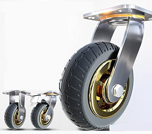 LIOONS 8 Inch Metal Chair Casters Swivel Rubber Wheels with Brake - Heavy Duty Trolley Chair Wheels