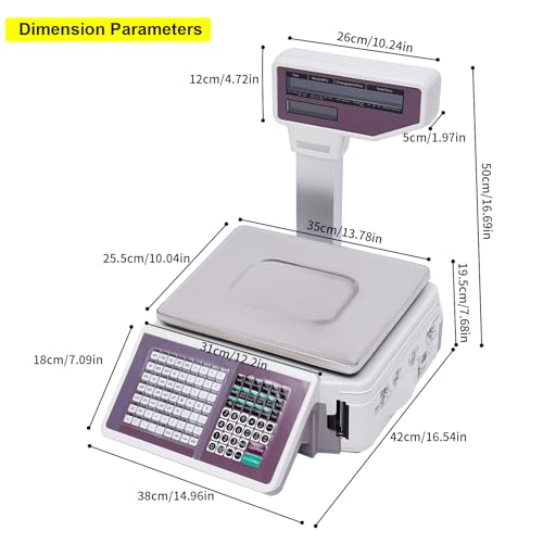 HaroldDol Commercial Digital Price Computing Scale with Thermal Label Printer - 66lbs Capacity