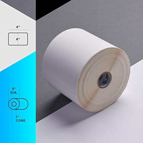 Zebra 4 x 6 in Thermal Transfer Polypropylene Labels PolyPro 3000T Permanent Adhesive Shipping Labels 1 in Core 4 rolls 10031650SP