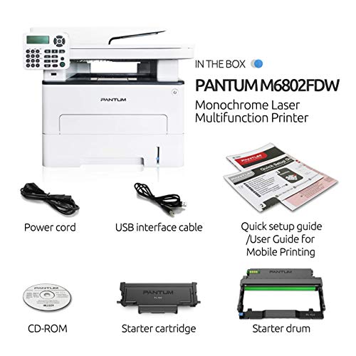 Pantum M6802FDW Wireless Monochrome Laser Printer Scanner Copier Fax All in One, Wireless Networking and Duplex Printing for Home and Office Use (V1X47B)