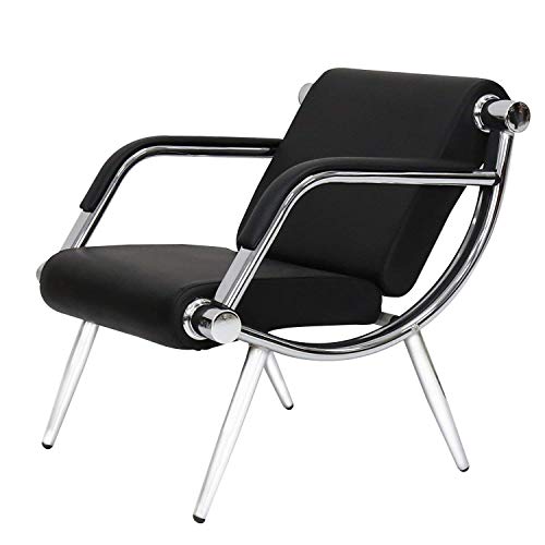 Worldrich Office Reception Chairs Waiting Room Chairs for Salon Barber Bench Airport Bank Hall Visitor Guest Black PU Leather 1 Seat Sofa