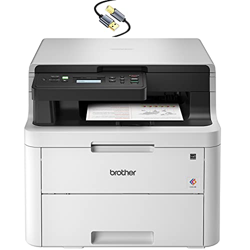 Brother HL-L3290CDWB Compact Digital LED Color All-in-One Laser Printer for Home Office with Convenient Flatbed Copy & Scan, Plus Wireless Duplex Printing, 25 ppm, 600x2400 dpi - Tillsiy Printer Cable