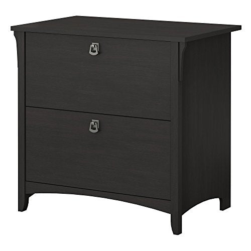 Bush Furniture Salinas 2 Drawer Lateral File Cabinet | Vintage Black Home Office Storage