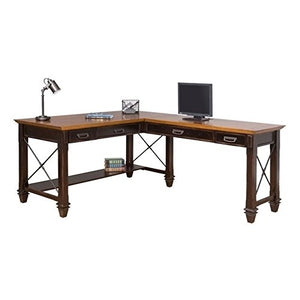 2 Piece Rustic Office Set with L Shape Desk and Filing Cabinet