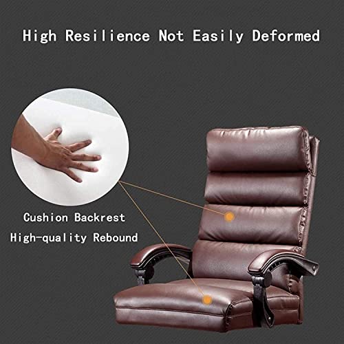 inBEKEA Ergonomic Multi-Segment Backrest Managerial Executive Office Chair with Fixed Armrest, Adjustable Height Tilt Swivel Computer Recliner (Brown)