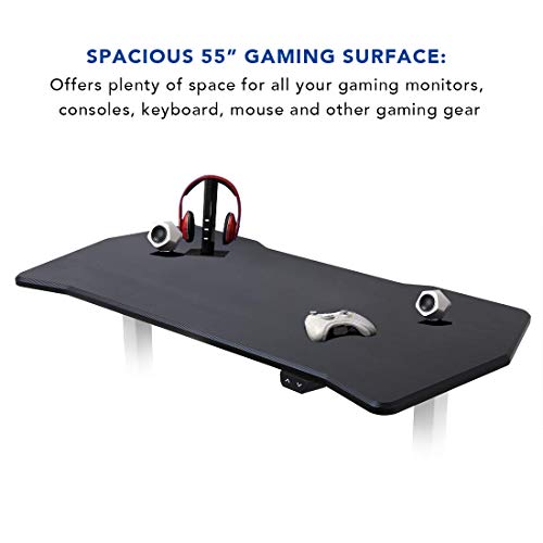 FlexiSpot Height Adjustable PC Gaming Desk, 55 x 27 Inches, Computer Table for E-Sports Gamer, Black Frame with Game Top…