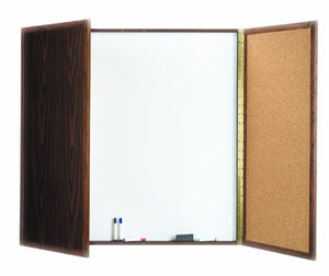 Cabinet Enclosed Magnetic Whiteboard Frame Finish: Walnut, Size: 3' H x 3' W