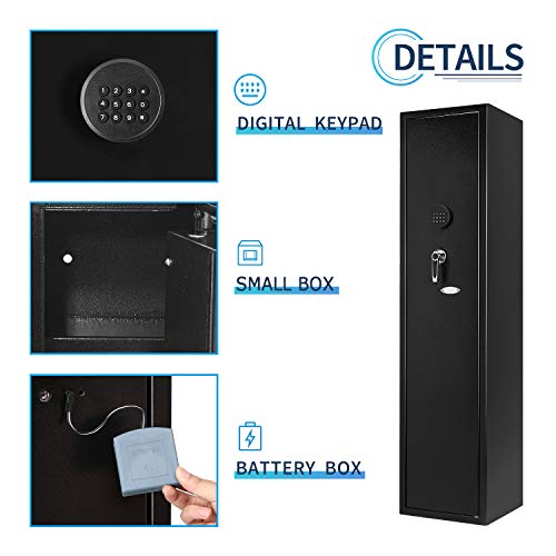 4 Gun Safe Rifle Safe Cabinet, Long Gun Safe for Rifle Shotgun for Home, Quick Access Gun Storage Cabinet with Handgun Safe Box Slient Mode(Keyboard PIN Code)