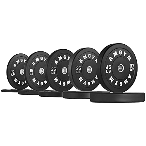 AMGYM LB Bumper Plates Olympic Weight Plates, Bumper Weight Plates, Steel Insert, Strength Training(260LB Set)