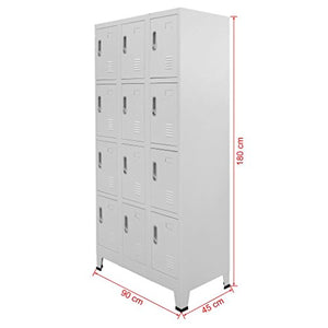 Festnight Office Tall Steel Locker Storage Cabinet Metal File Cabinet with Lockable Door, 12 Compartments 35.4" x 17.7" x 70.9"