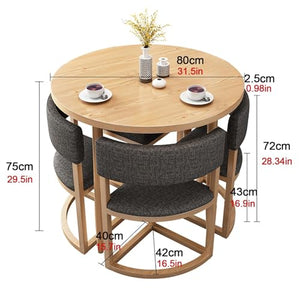 BYJSJY Round Dining Table and 4 Chairs Set - 80cm Small Round Tables