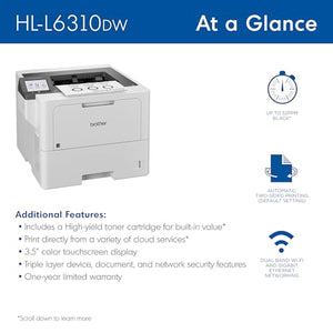 Brother HL-L6310DW Monochrome Laser Printer - Wireless, Low-Cost Printing