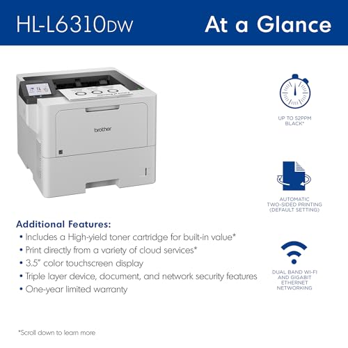 Brother HL-L6310DW Monochrome Laser Printer - Wireless, Low-Cost Printing