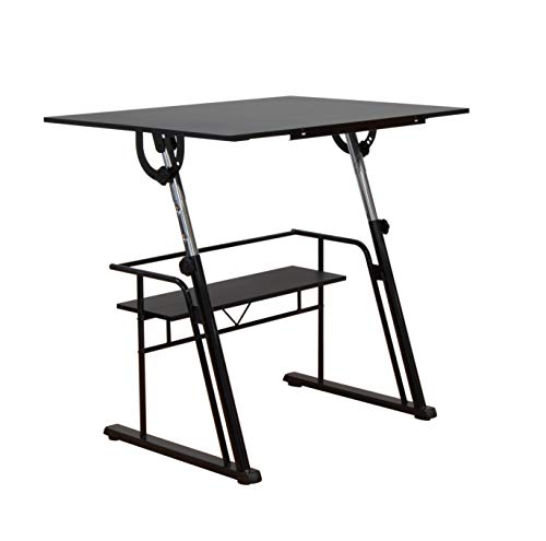 STUDIO DESIGNS Zenith Craft Desk Drafting Table, Top Adjustable Drafting Table Craft Table Drawing Desk Hobby Table Writing Desk Studio Desk, Black, 13340
