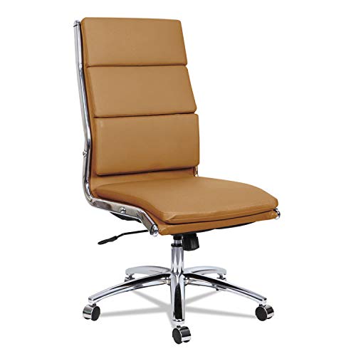Alera ALENR4159 Neratoli High-Back Slim Profile Chair, Camel Soft Leather, Chrome Frame