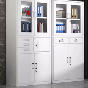 LINKIO Metal Vertical Filing Cabinet with Locks and Glass - Home/Office Printer Stand with Drawer