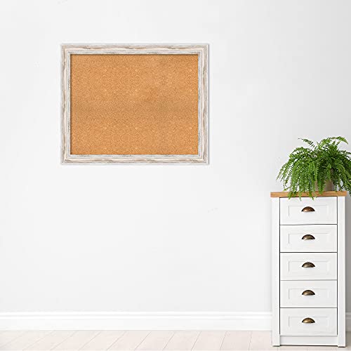 Natural Custom Cork Board (43.12 x 35.12 in.), Various Custom Sizes, Alexandria White Wash Wood Frame - Bulletin Board, Organization Board, Pin Board - X-Large