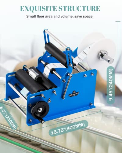 Spolehli Manual Round Bottle Labeling Machine with Swing Arm, Adjustable Self-Adhesive Label Applicator