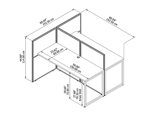 Bush Business Furniture Back-to-Back 2-Person Workstation 45"x60" Pure White/Silver Gray