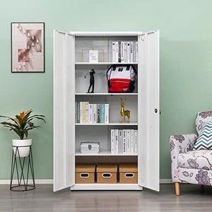 Generic High Storage Cabinet with 2 Doors and 4 Partitions - 5 Storage Spaces, Home/Office Design