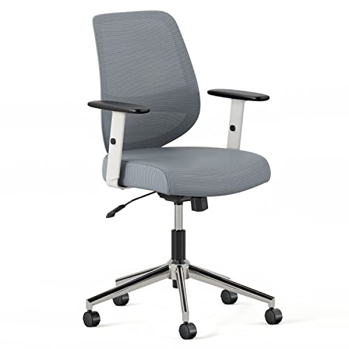 Branch Daily Chair - Sustainable Mesh Office Chair with Swivel, Lumbar Rest, Adjustable Armrests - Slate-White