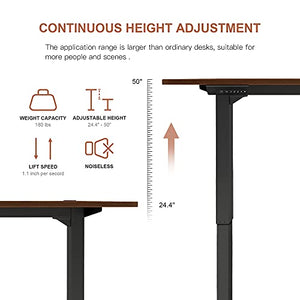 HOUSEELF Dual Motor Electric Standing Desk - 48 x 24 Inches Height Adjustable Computer Desk with Greater Motor Power, Stand Up Writing Table for Home, Office, Workstation, Walnut