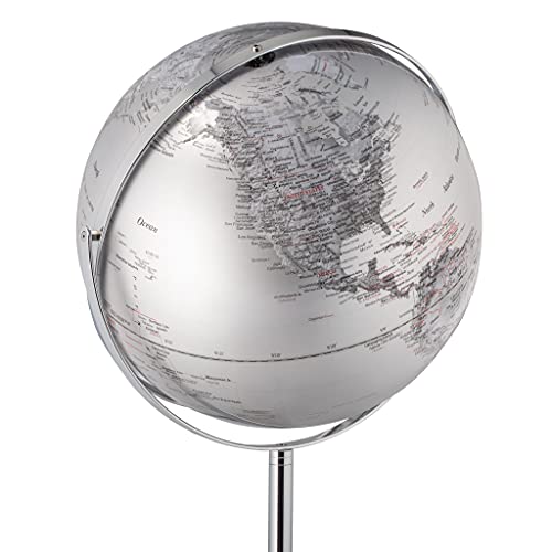 Torre & Tagus 902320 Latitude Standing Floor Globe, Silver