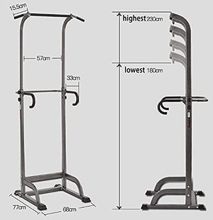 Pull Up Bar Dip Station Home Gym Power Tower Pull Up Station Adjustable Dip Tower Station Multifunction Pull Up Bars Free Standing Fitness Equipment for Strength Training Fitness Workout Exercise, Bla