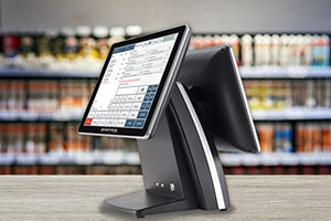 SmartPOS 129, Cash Register (POS) Terminal with 15-inch Flat Touch Screen and 15-inch Customer-Facing Screen for Small to Medium-Sized Retailers, Fully Integrated with Scan Data