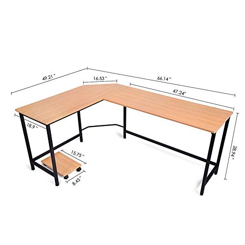 Computer Desk-Computer Table -L-Shaped Corner Computer Desk Large PC Gaming Desk Study Table Workstation for Home Office Wood