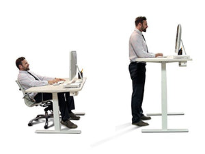 ActiveDesk Standing Desk with Electric Adjustable Height 24.5-50 inches (Dual Motors), Grey Frame - Solid White Classic Table Top Size 53" x 30"