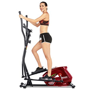 FUNMILY Eliptical Exercise Machine,Elliptical Cross Trainer for Home Use,Heavy-Duty Gym Equipment for Indoor Workout & Fitness with 10-Level Resistance&Max User Weight:390lbs. (Red)