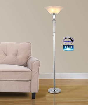 Artiva USA LED7446TRC Suite Collection 70" H Modern Chrome 3-Light LED Crystal Torchiere Floor Lamp with Dimmer