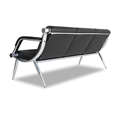 Silverylake 3-Seat Office Reception Chair PU Leather Waiting Room Bench Visitor Guest Sofa Airport Clinic Black
