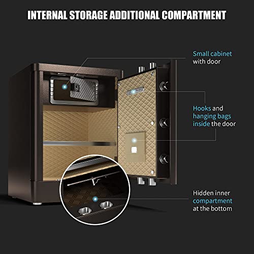 HOLOJOY Biometric Fingerprint Home Safe Box for Money Office Personal Safe with Emergency Key Lock Electronic Keypad Touch Screen Security Money Documents Valuables Safe Box (4 Cubic Feet)