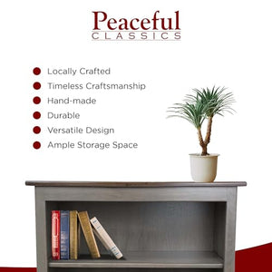 Peaceful Classics 3 Tier Adjustable Wooden Bookcase - Pewter