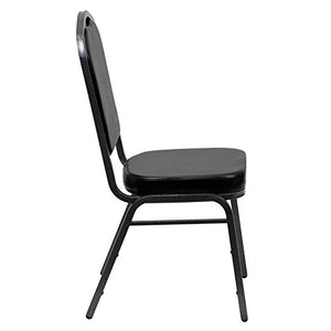 LIVING TRENDS 10 Pack Marvelius Crown Back Stacking Banquet Chair - Black Vinyl/Silver Vein Frame