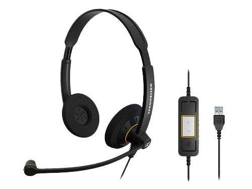 Sennheiser SC 60 USB ML (504547) - Double-Sided Business Headset | For Skype for Business | with HD Sound, Noise-Cancelling Microphone, & USB Connector (Black) (Renewed)