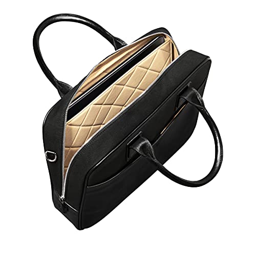 Maxwell Scott Men’s Luxury Quality Water-Resistant Canvas & Leather 15 Inch Laptop Bag - Calvino Canvas Black