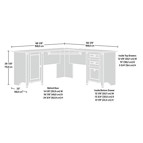 Sauder 416969 Carson Forge Corner Computer Desk, L: 66.14" x W: 66.14" x H: 29.88", Washington Cherry finish