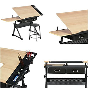 Art Supplies - Height Adjustable Drafting Table Art Craft Writing Desk Drawing w/Stool - TE04
