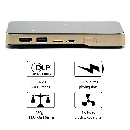 iCODIS G1 Mini Projector, DLP Support Full HD 1080P, HDMI & WiFi Wireless Connectivity, Portable Size & 120" Display, 30,000 Hour LED, Pico Video Projector(Black)