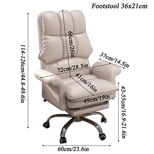 HQBL 360° Swivel Home Office Chair|Reclining and Adjustable Height PU Leather Executive Sofa Seat|with Retractable Footrest and Double Padding|for Study/Desk/Leisure