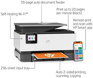 HP OfficeJet 9012e All-in-One Wireless Color Inkjet Printer, 2-Sided Printing, Scanning, 35 Sheets ADF, WiFi USB Bluetooth, 4800 x 1200 dpi - Black White