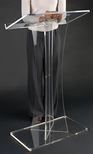 Displays2go Acrylic Conference Podium, Clear Speaker's Lectern with Base and Lip (LECTX)